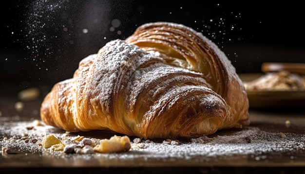 Versgebakken croissants brengen de Franse cultuur naar binnen, gegenereerd door AI
