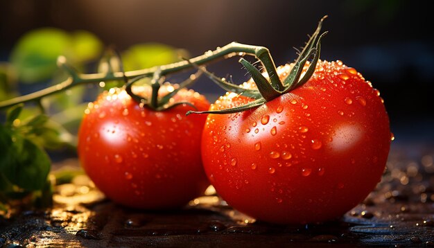 Gratis foto versheid van biologische tomaat, een gezond etende gastronomische maaltijd gegenereerd door kunstmatige intelligentie