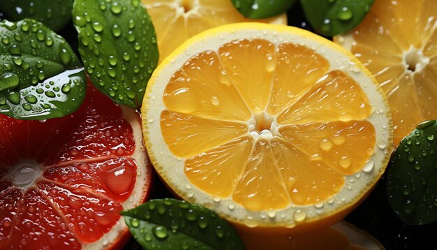 Versheid van citrusvruchten nat plakje natuurvloeistof gegenereerd door kunstmatige intelligentie