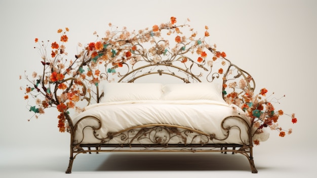 Gratis foto versierd bed in art nouveau-stijl