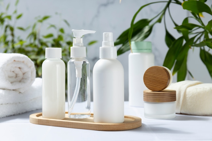 Gratis Foto verzorgingsproducten en planten arrangement