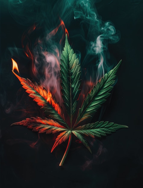 Gratis foto vibrant marijuana plant leaves with vibrant green colors