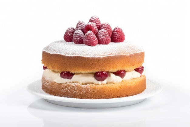 Victoria Sponge Cake geïsoleerd op witte achtergrond Traditioneel Londens dessert Ai generatief