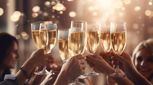 Viering Mensen met glazen champagne maken een toast