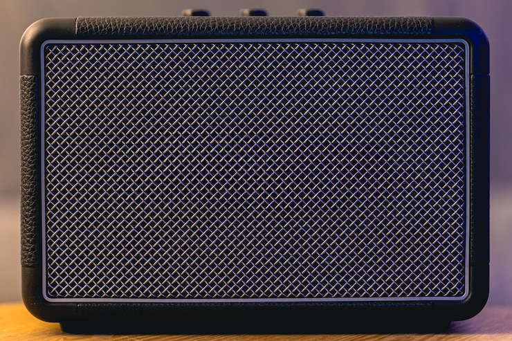 Gratis Foto vierkante muziekluidspreker metalen mesh textuur close-up