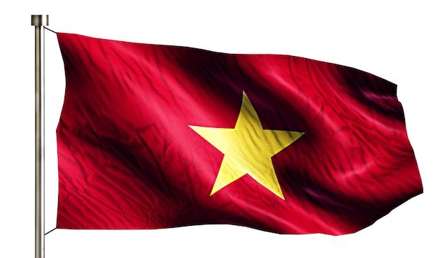 Vietnam Nationale Vlag Geïsoleerde 3D Witte Achtergrond