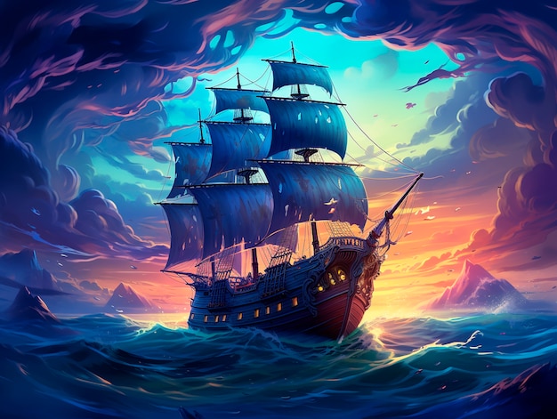 Gratis foto view of fantasy pirate ship