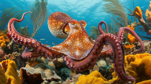 Gratis foto view of octopus in its natural underwater habitat