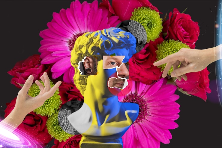 Gratis Foto vijf zintuigen collage met bloemen