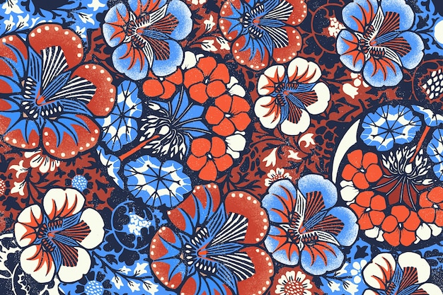 Vintage batik bloemmotief illustratie