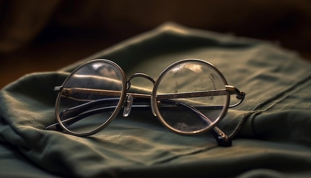 Gratis foto vintage bril op open boek voor rustig lezen gegenereerd door ai