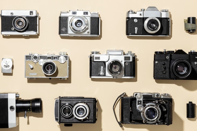 Vintage fotocamera's arrangement