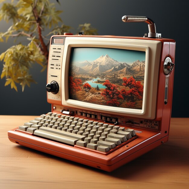 Vintage uitziende 3D personal computer