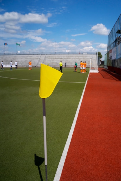 Gratis foto vlag op een hockeyveld