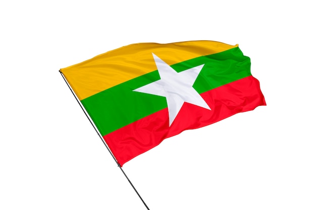 Vlag van myanmar op een witte achtergrond