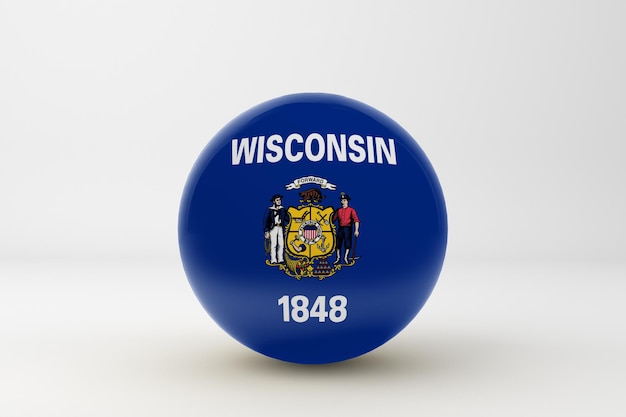 Vlag Van Wisconsin Op Witte Achtergrond