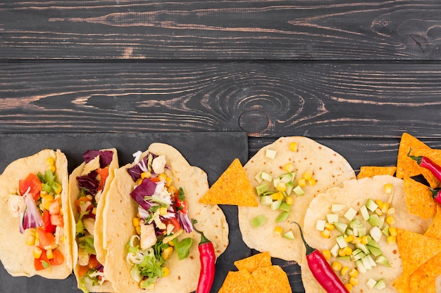Vlak leg Mexicaanse voedselsamenstelling met copyspace