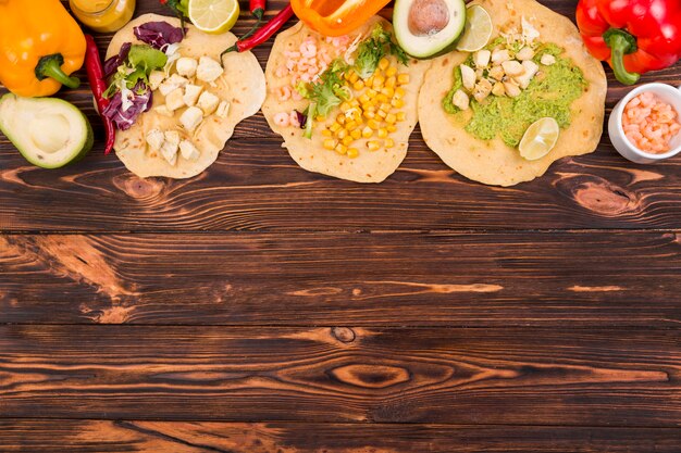 Vlak leg Mexicaanse voedselsamenstelling met copyspace