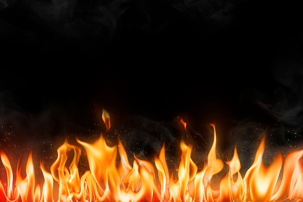 Vlamgrensachtergrond, zwart realistisch vuurbeeld