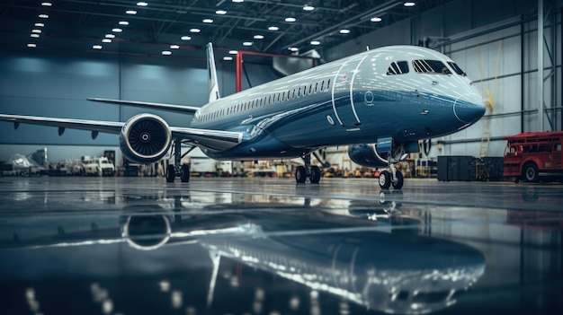 Vliegtuigen rusten in een hangar, gerangschikt als stalen vogels