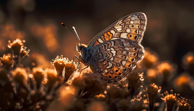 Vlindervleugel gele en zwarte fragiele schoonheid gegenereerd door AI