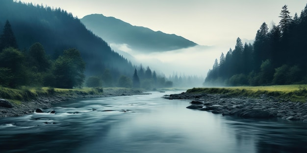 Gratis foto vloeiende rivier op de achtergrond een natuurlijke grens