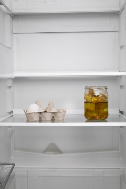 Gratis foto voedselcrisisconcept met lege koelkast