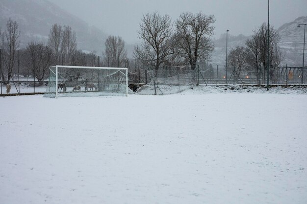 voetbal sneeuw