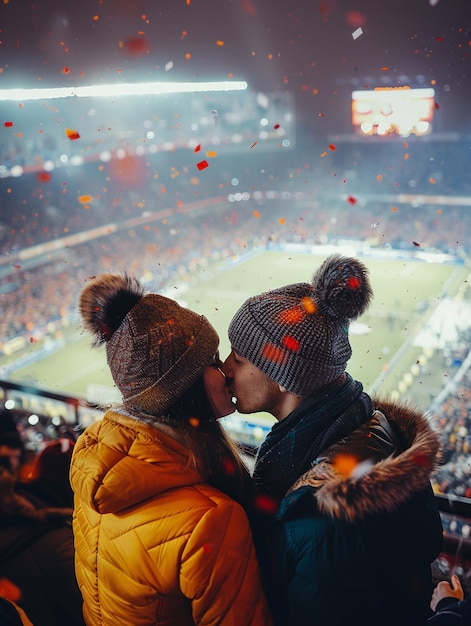 Voetbalfans die hun team aanmoedigen