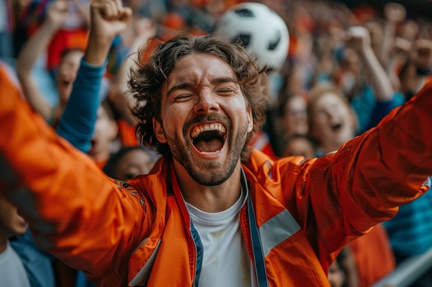 Gratis foto voetbalfans die hun team aanmoedigen