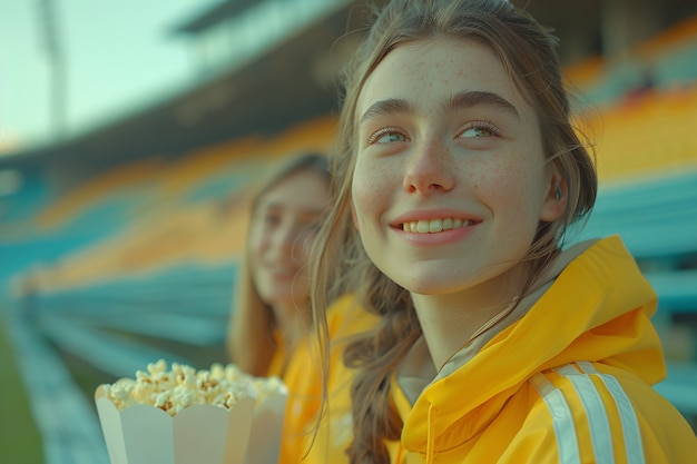 Gratis foto voetbalfans die hun team in het stadion aanmoedigen