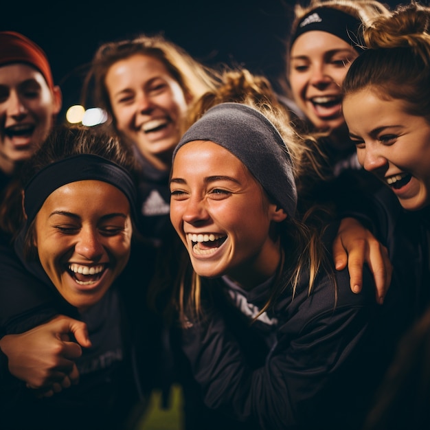 Gratis foto voetballers die samen de overwinning vieren