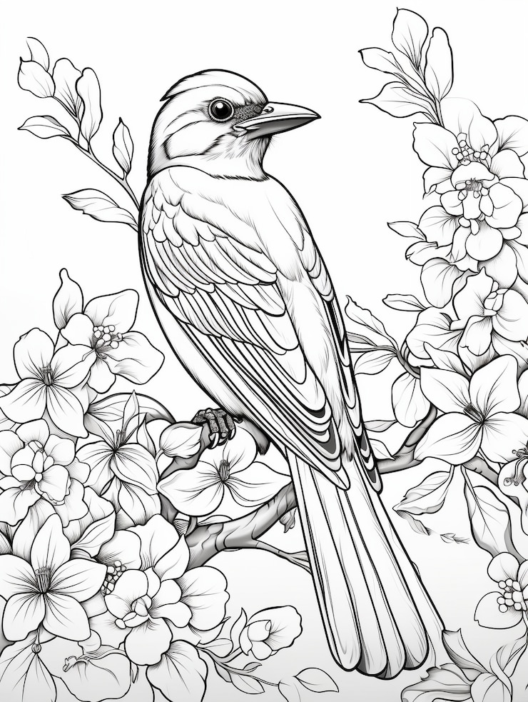 Gratis Foto vogel kleurpagina lijnkunst