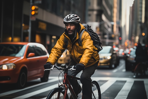 Gratis foto volledig geschoten man fiets buiten