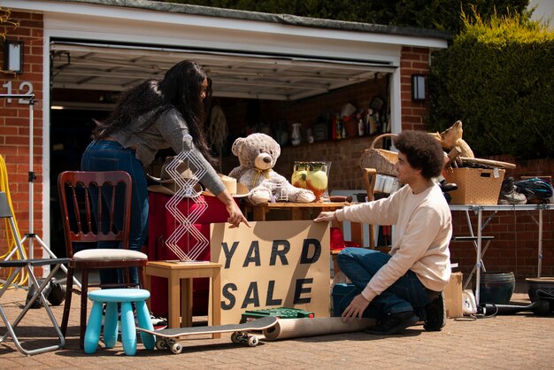 Volledig geschoten mensen bij garage sale