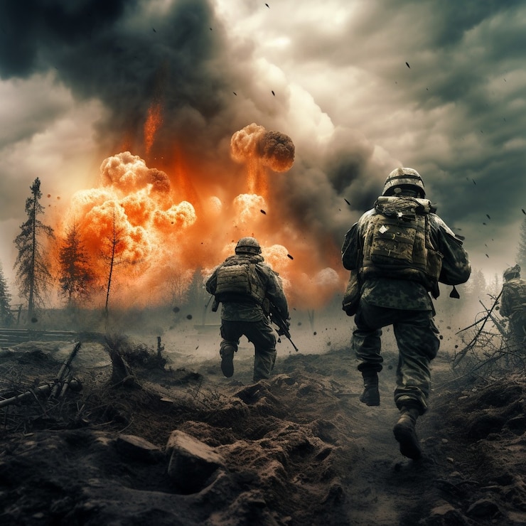 Gratis Foto volledig geschoten soldaten die samen vechten