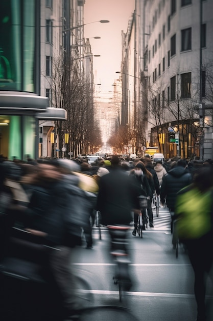 Volledige foto van de levensstijl van de mensen in de stad