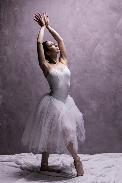 Volledige geschotene ballerina die elegant stelt