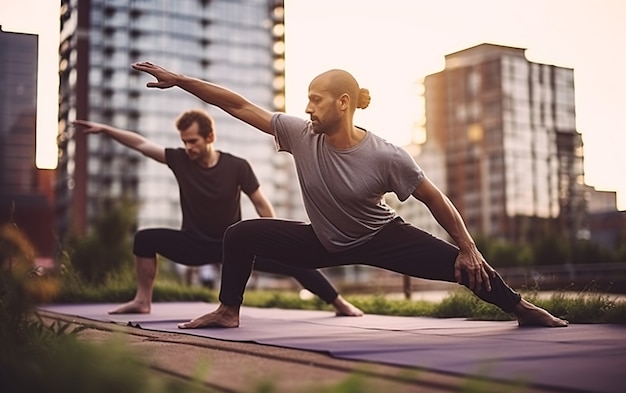 Volledige opname mensen die samen yoga doen