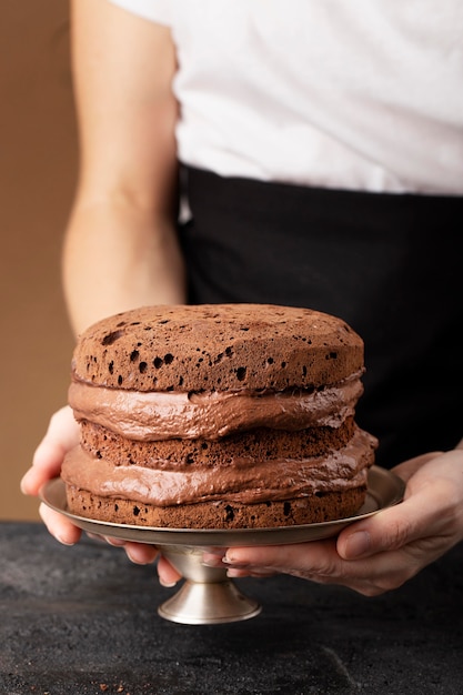 Vooraanzicht chocoladecake arrangement