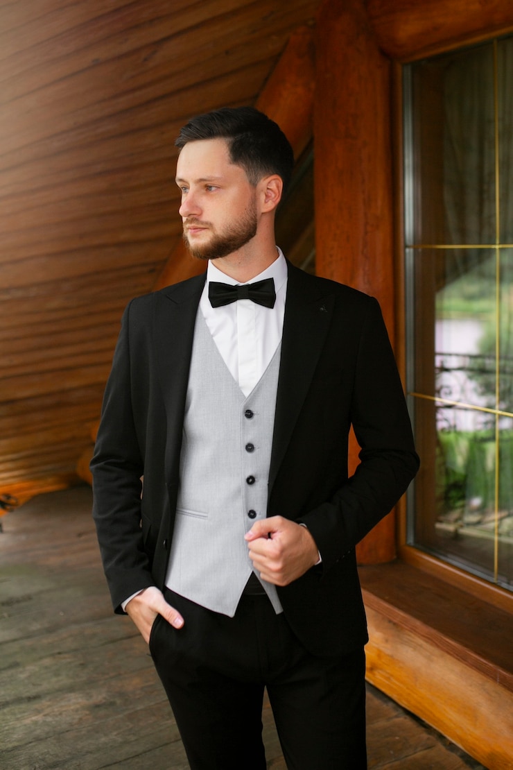 Gratis Foto vooraanzicht elegante bruidegom poseren