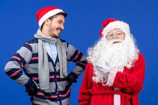 Vooraanzicht Kerstman met jong mannetje