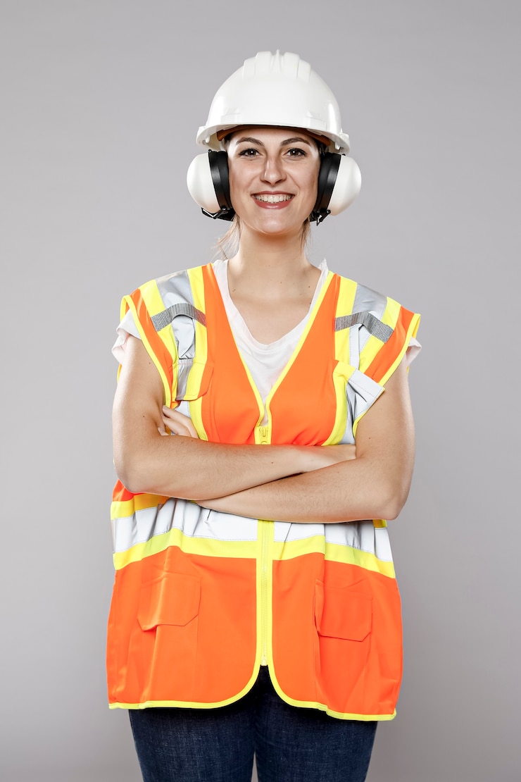 Gratis Foto vooraanzicht van smiley vrouwelijke ingenieur