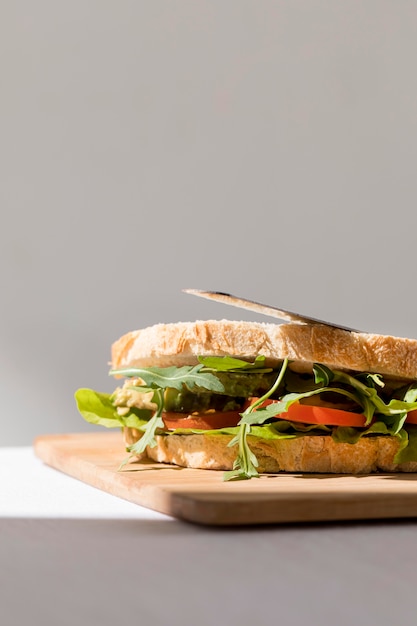 Vooraanzicht van toostsandwich met tomaten en exemplaarruimte