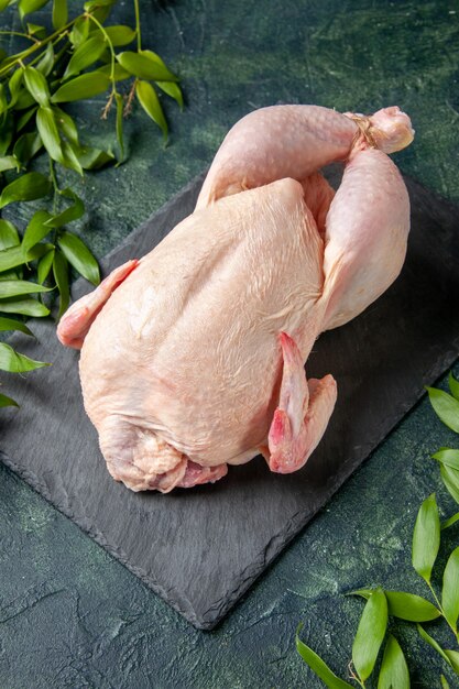 Vooraanzicht verse rauwe kip op grijze maaltijd dierlijk vlees foto keuken eten kip