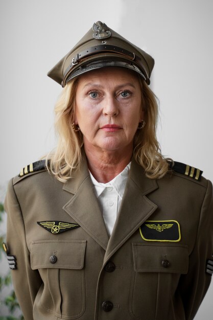 Vooraanzicht vrouw generaal in uniform