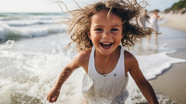 Gratis foto vooraanzichtmeisje op het strand