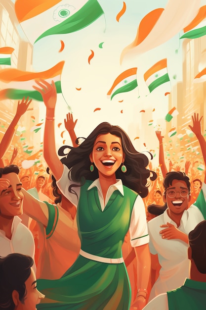 Vooraanzichtmensen die de dag van de Indiase Republiek vieren