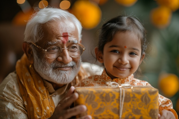 Gratis foto vooraanzichtmensen die tamil nieuwjaar vieren