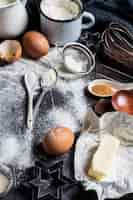 Gratis foto voorbereiding die keukeningrediënten voor het koken bakken